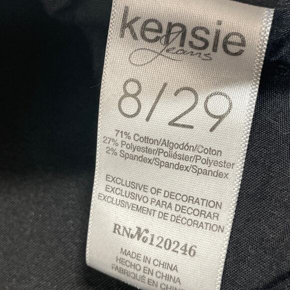 Kensie Womens Black Tapered Leg Mid Rise Wash 5 Pockets Stretch Jeans Sz 8/29 - Picture 6 of 7
